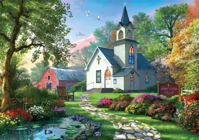 Buffalo Games Country Life Little White Chapel puslespil 500 brikker kapel