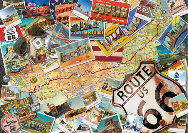 Buffalo Games Route 66 Map puslespil 300 store brikker kort