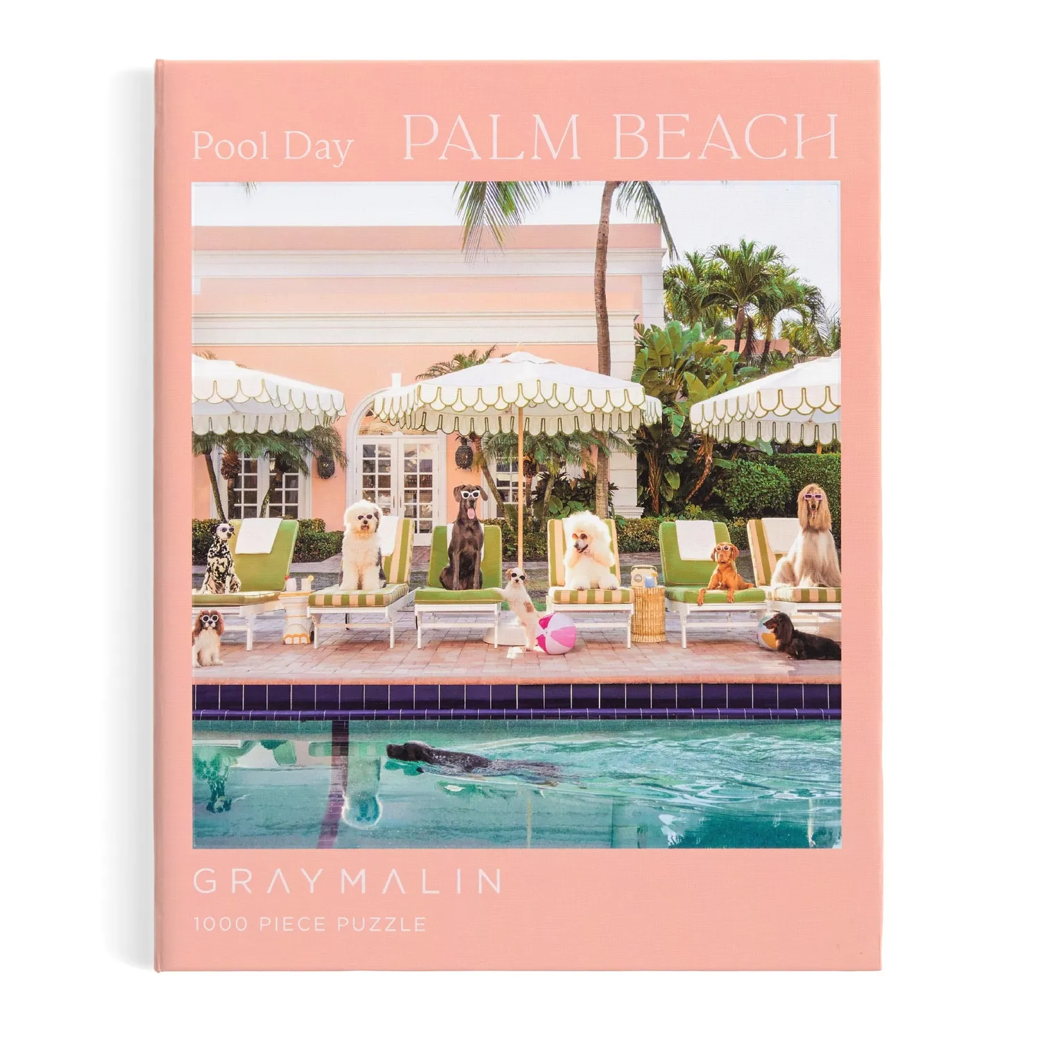 Gray Malin Pool Day Palm Beach puslespil 1000 brikker hunde