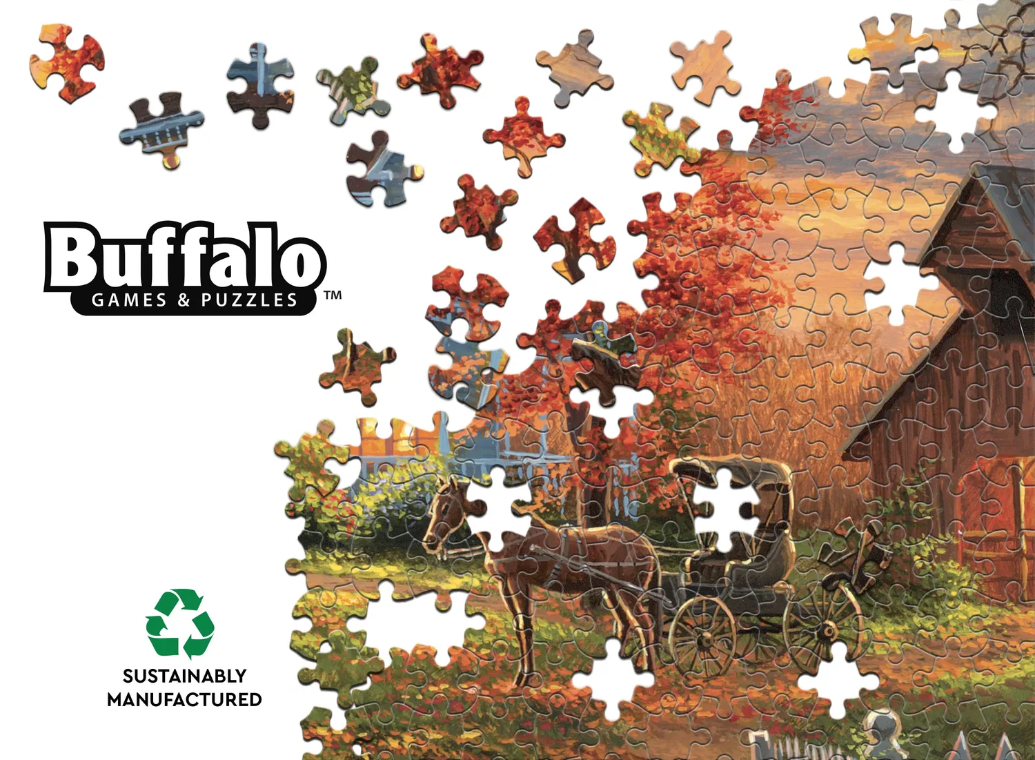 Buffalo Games Abraham Hunter Autumn Lights puslespil 1000 brikker hytte