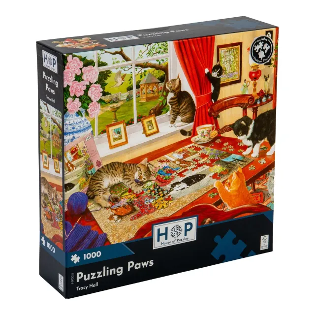 House of Puzzles Puzzling Paws puslespil 1000 brikker katte