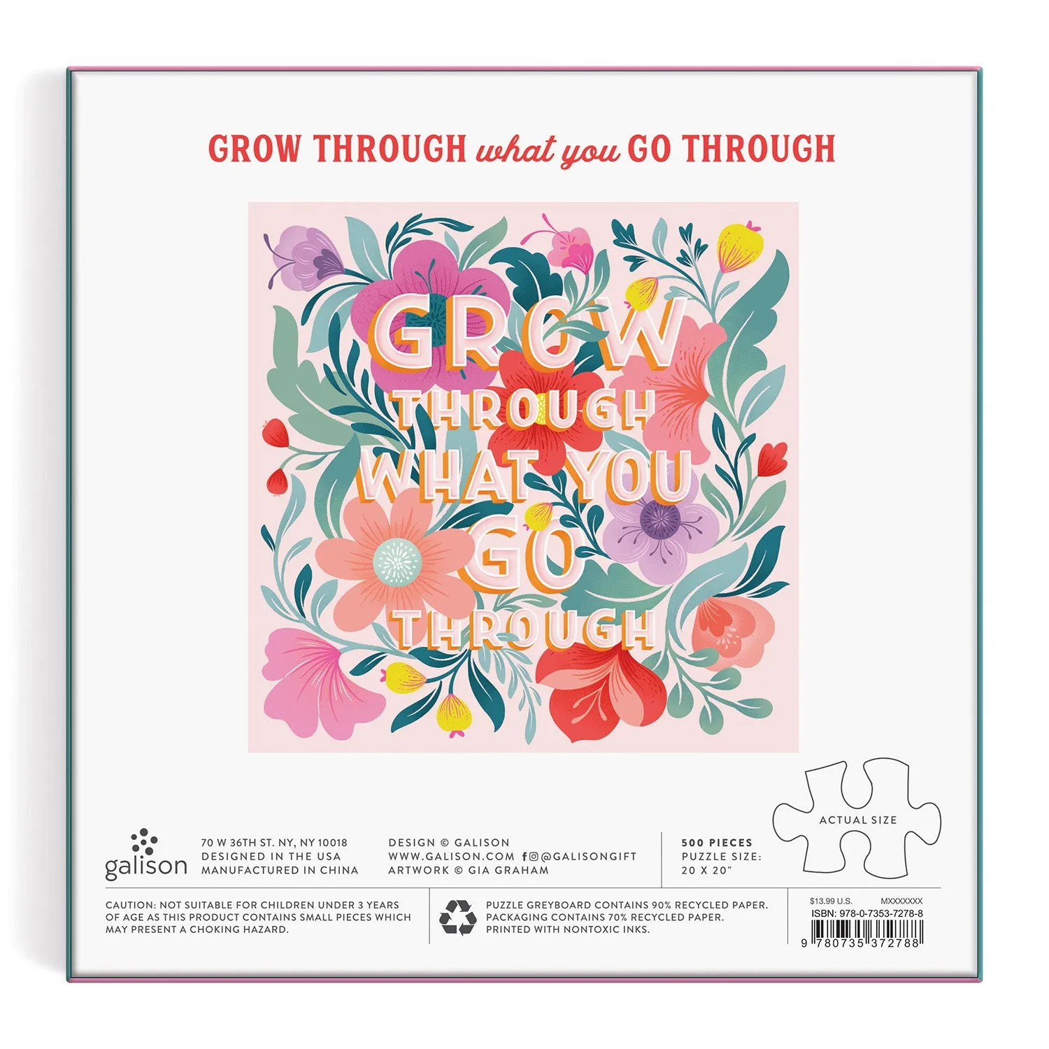 Galison Grow Through What You Go Through puslespil 500 brikker blomster