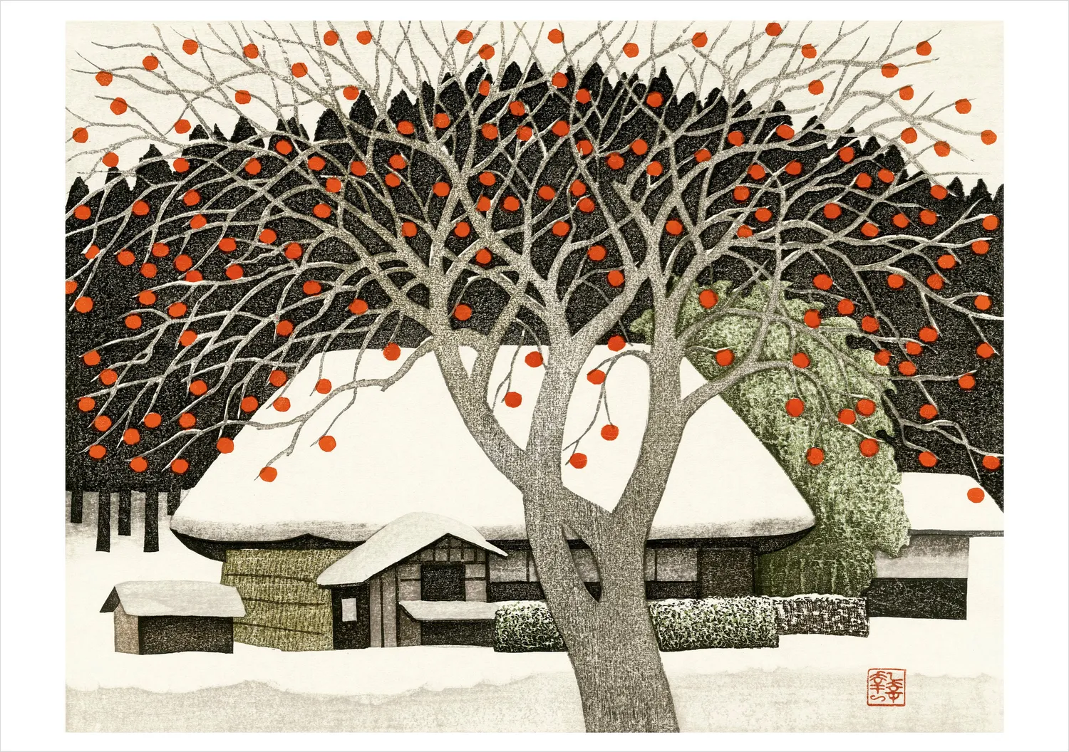 Pomegranate Kazuyuki Ohtsu Remaining Persimmons julekort