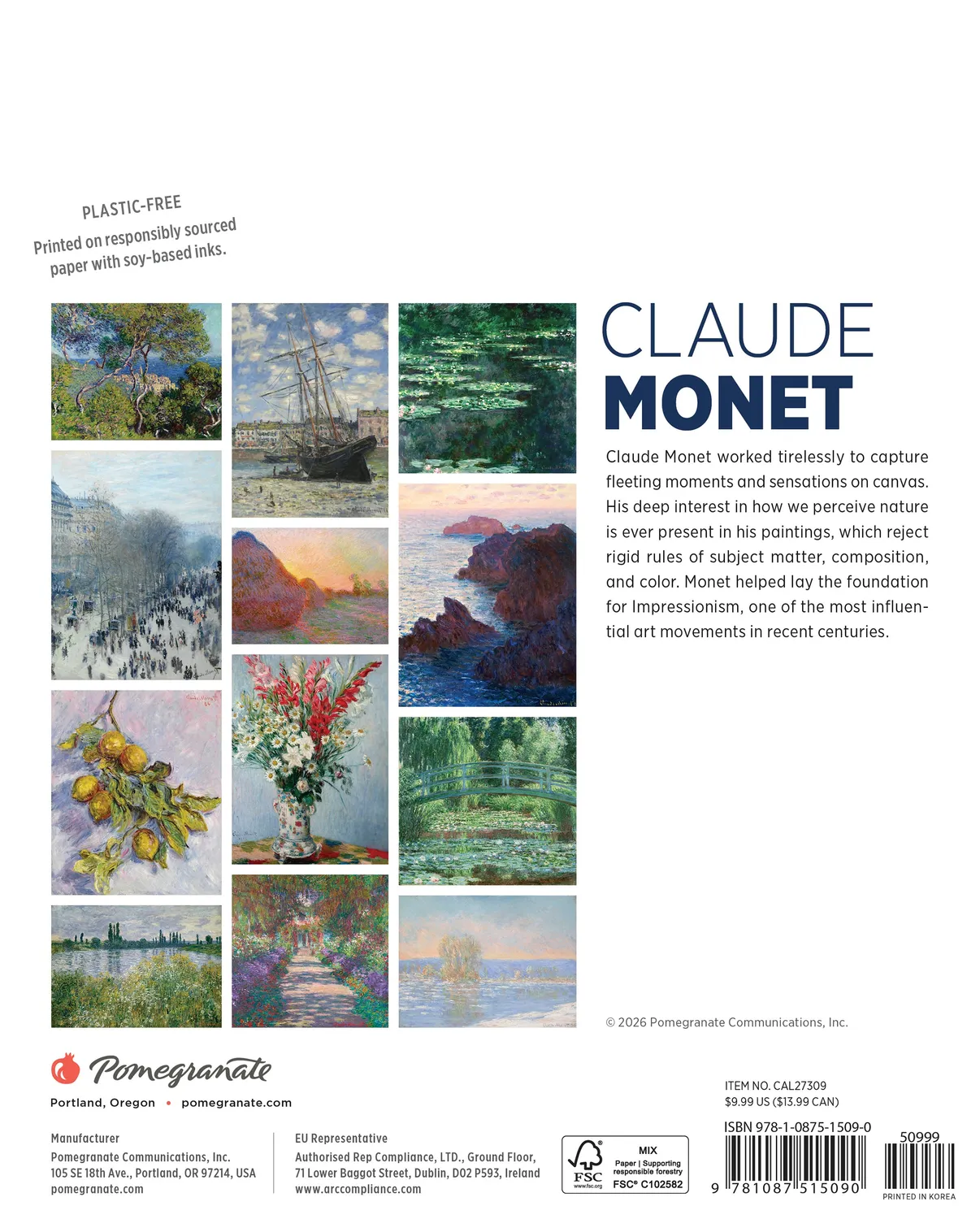Pomegranate Claude Monet 2027 minikalender væg
