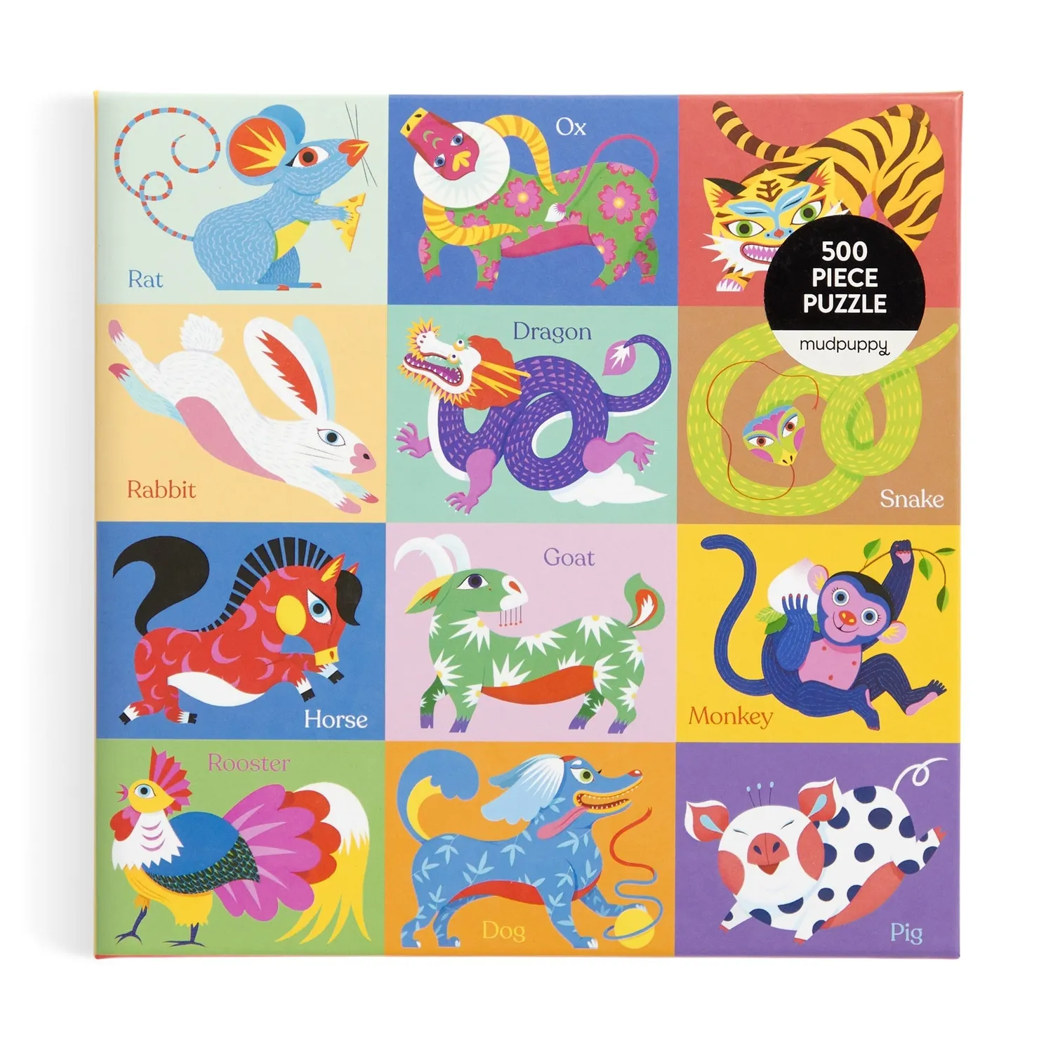 Mudpuppy Chinese Zodiac puslespil 500 brikker dyr