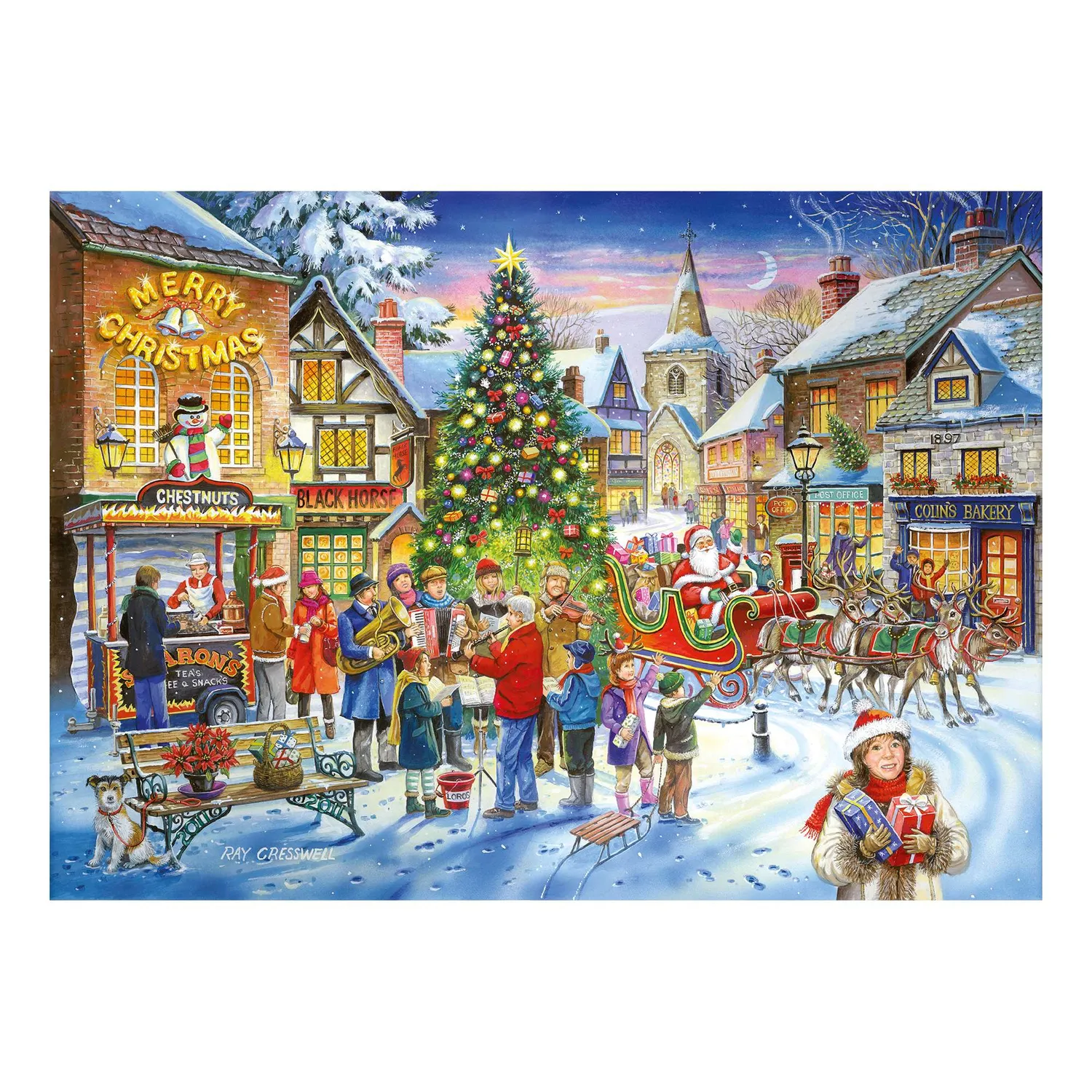 House of Puzzle Christmas Shopping julepuslespil 4x500 nostalgisk