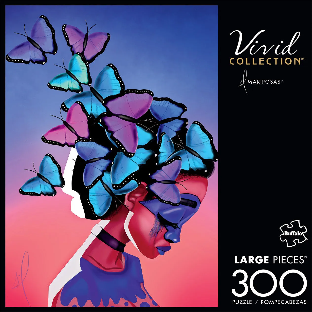Buffalo Games Vivid Mariposas puslespil 300 store brikker