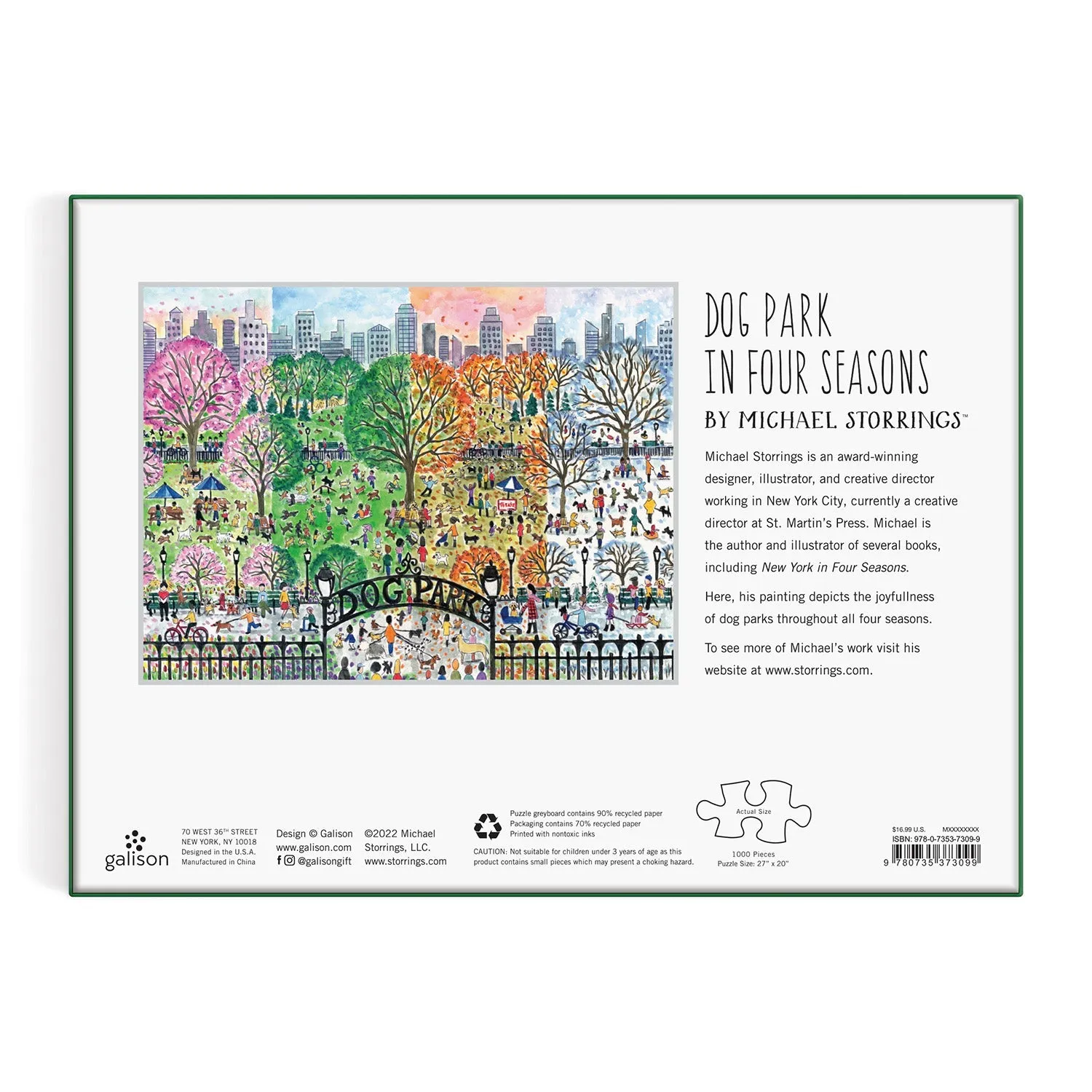 Good Puzzle Co. Storrings Dog Park Four Seasons puslespil 1000 brikker
