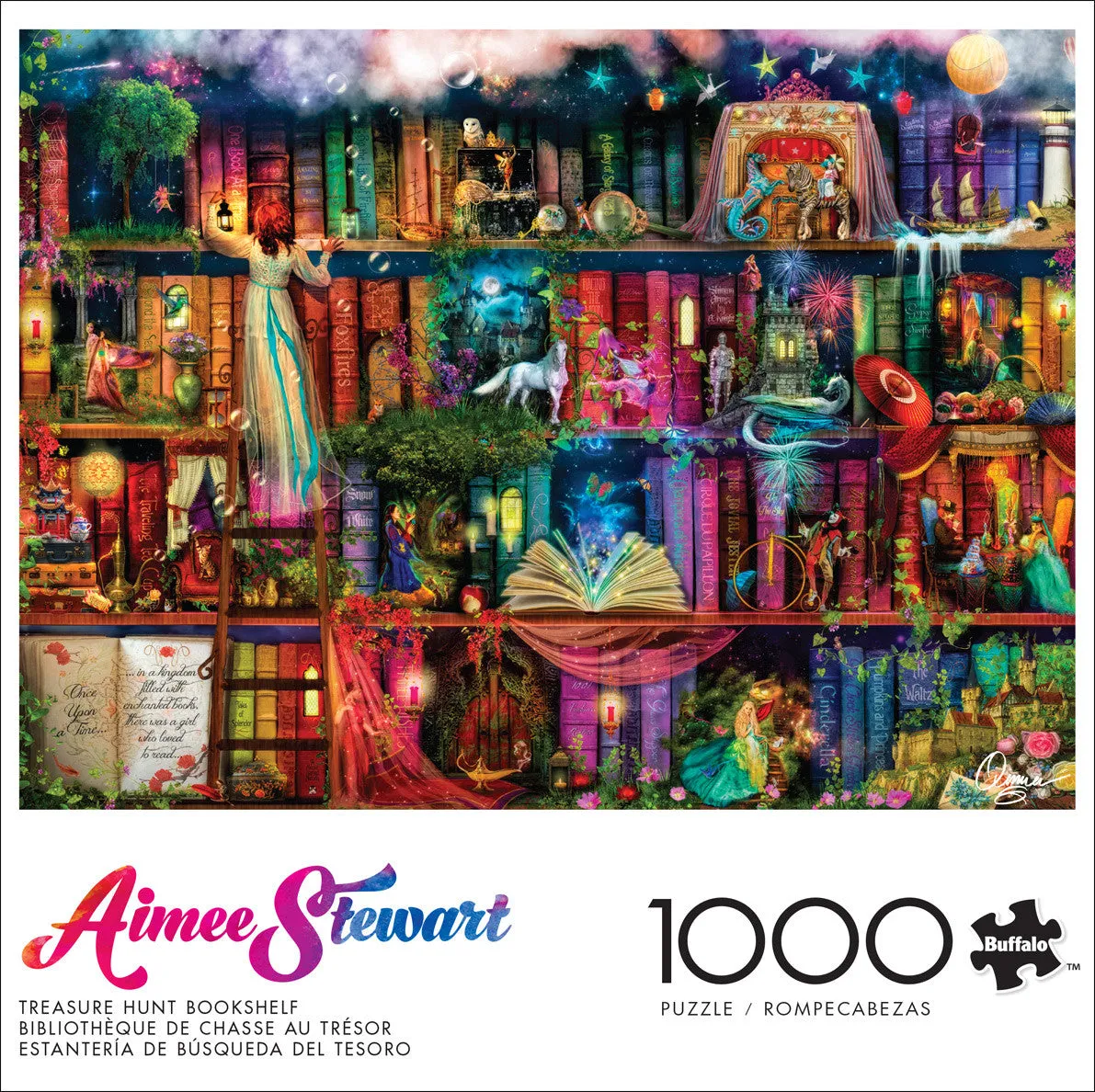 Buffalo Games Aimee Stewart Treasure Hunt Bookshelf puslespil 1000 magi