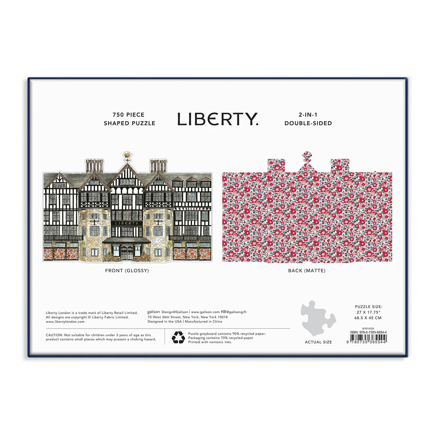 Galison Liberty London Tudor Building puslespil 750 brikker dobbeltsidet