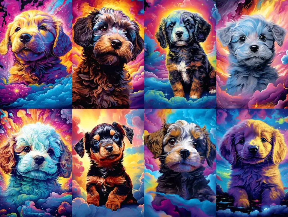 Buffalo Games Dog Days Cosmic Canines puslespil 750 hunde