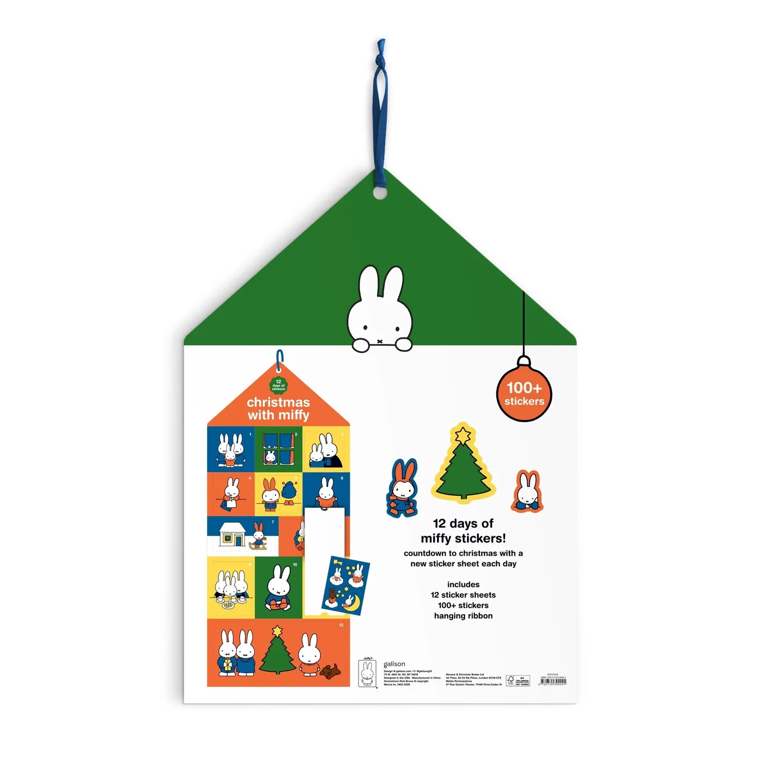 Galison Miffy Christmas klistermærke julekalender 12 dage