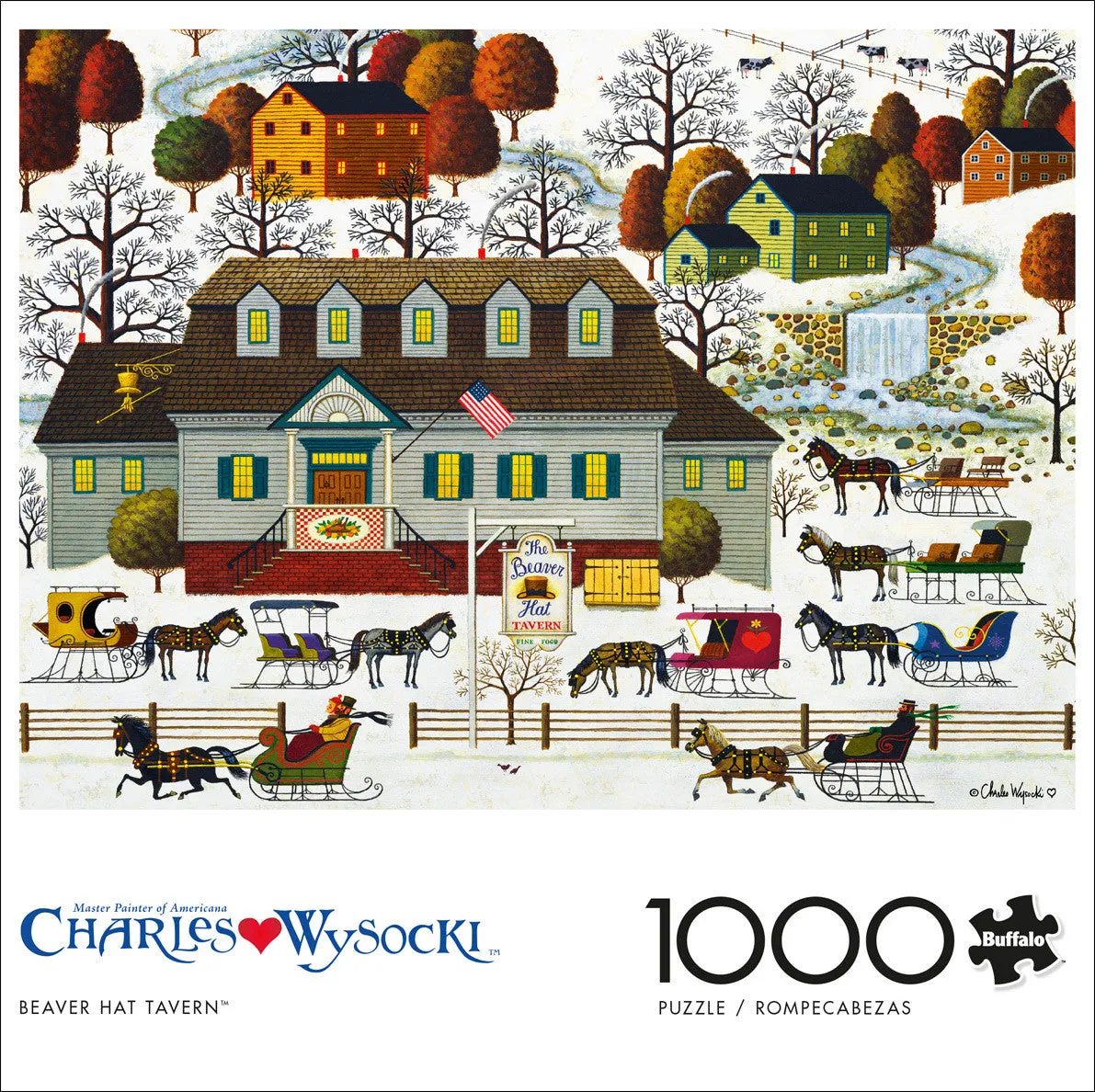 Buffalo Games Charles Wysocki Beaver Hat Tavern puslespil 1000 brikker nostalgisk