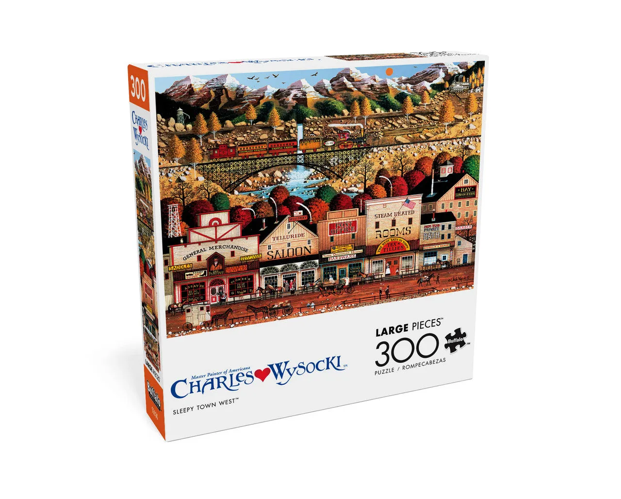Buffalo Games Charles Wysocki Sleepy Town West puslespil 300 store brikker