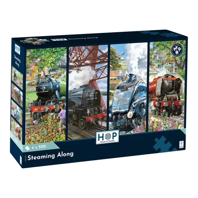 House of Puzzles Steaming Along puslespil 4x500 beskadiget æske