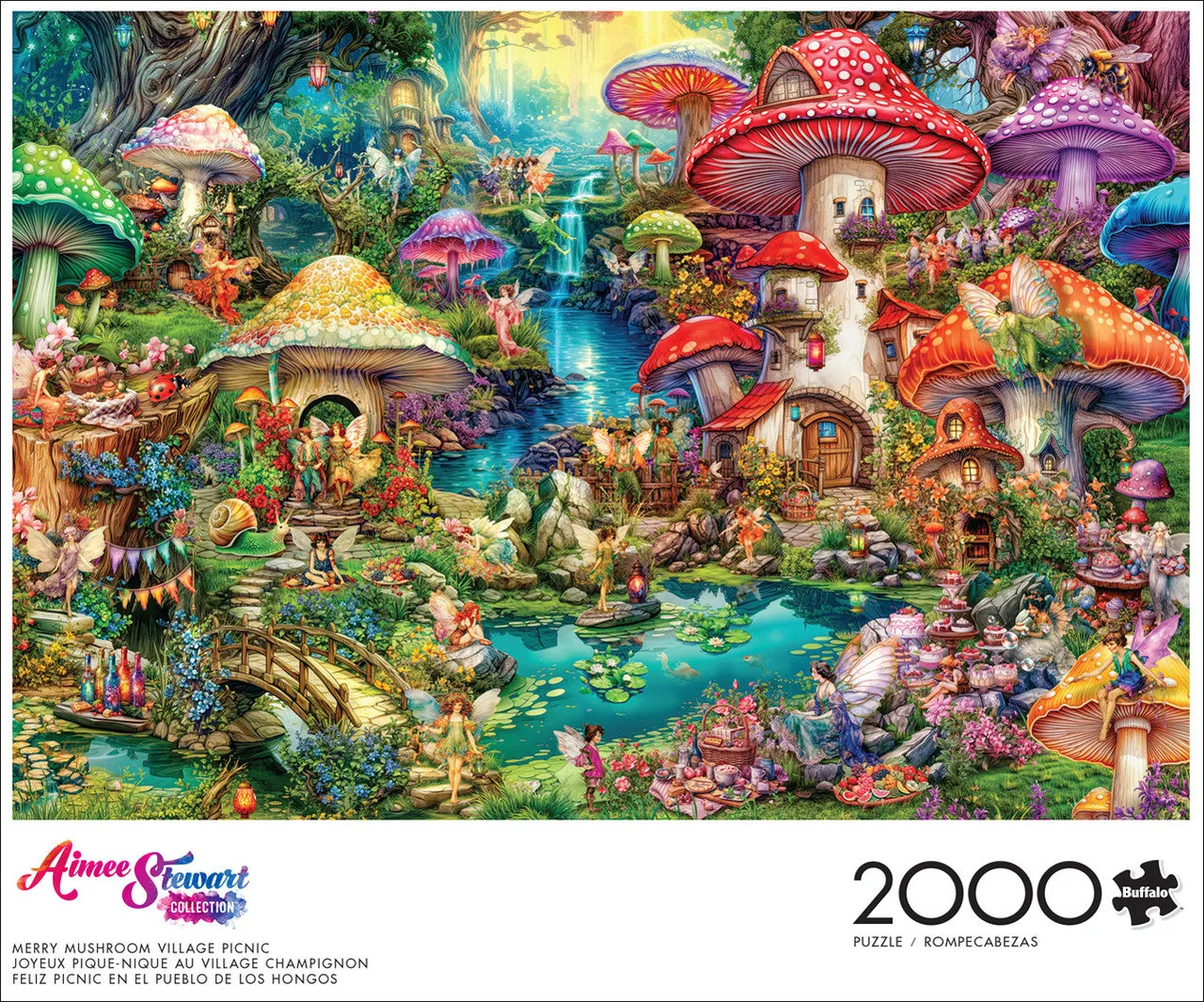 Buffalo Games Aimee Stewart Merry Mushroom Village Picnic puslespil 2000 brikker fe