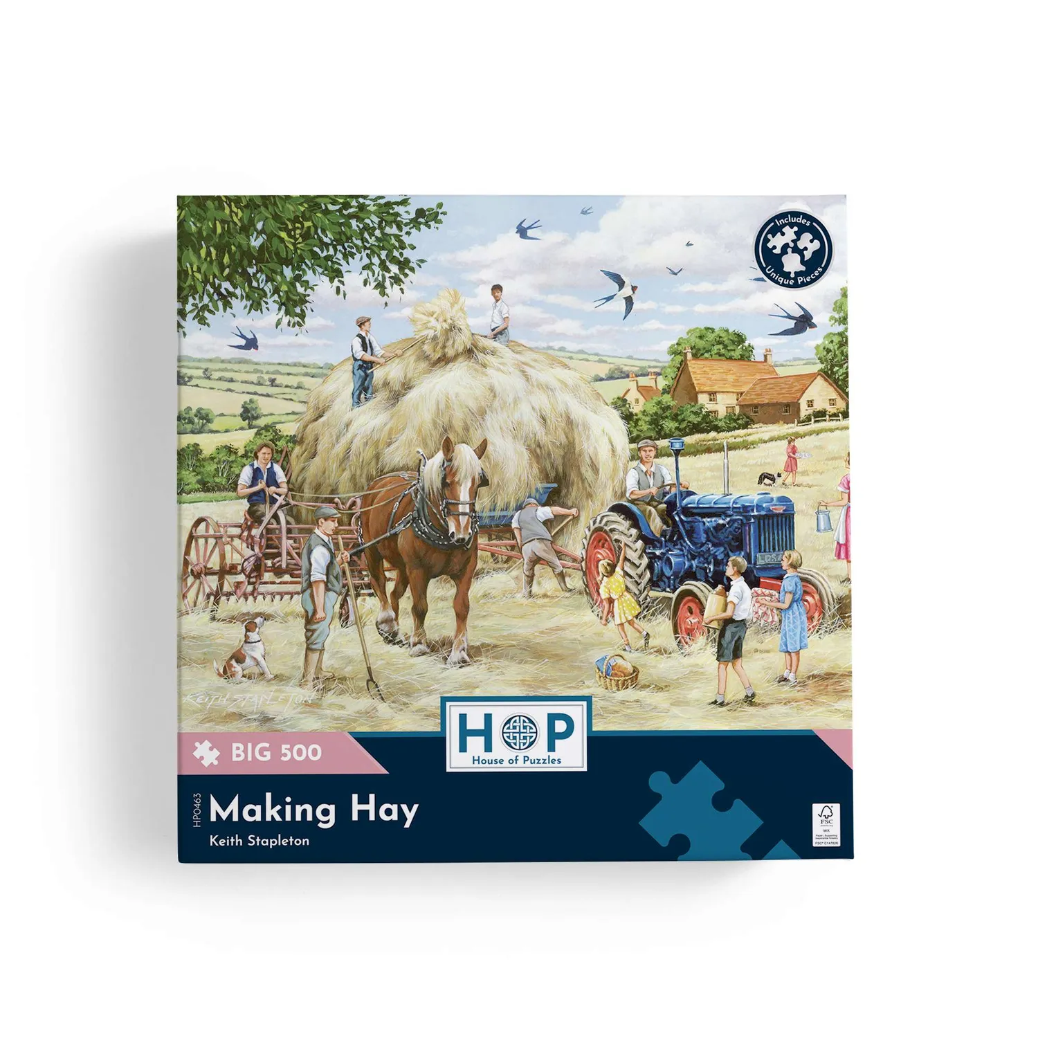 House of Puzzles Making Hay puslespil 500 gårdmotiv