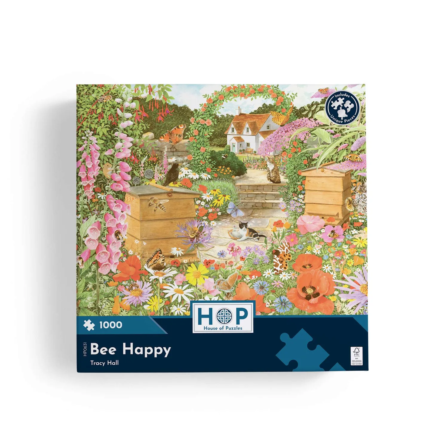 House of Puzzle Bee Happy 1000 puslespil havemotiv