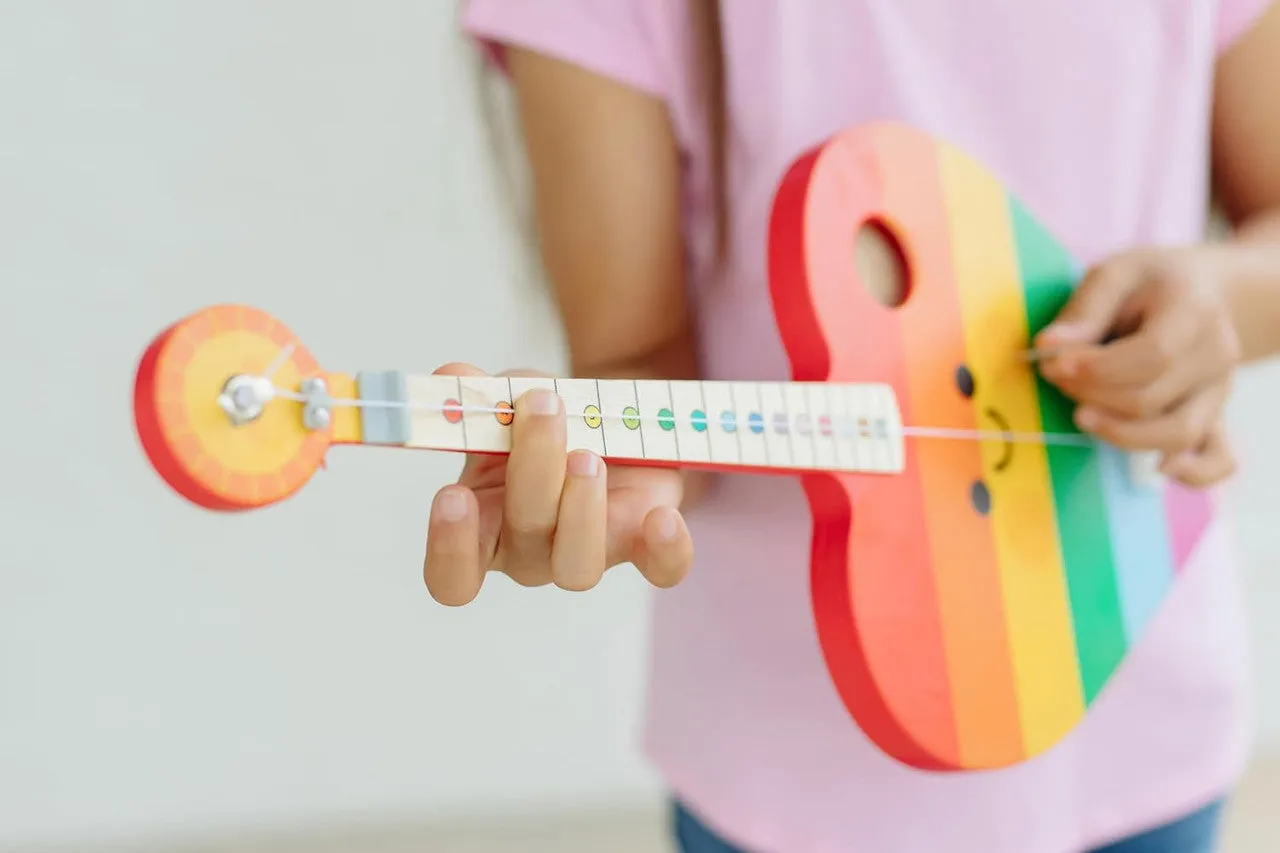 TinkerTar Rainbow Heart børneguitar 1 streng regnbue