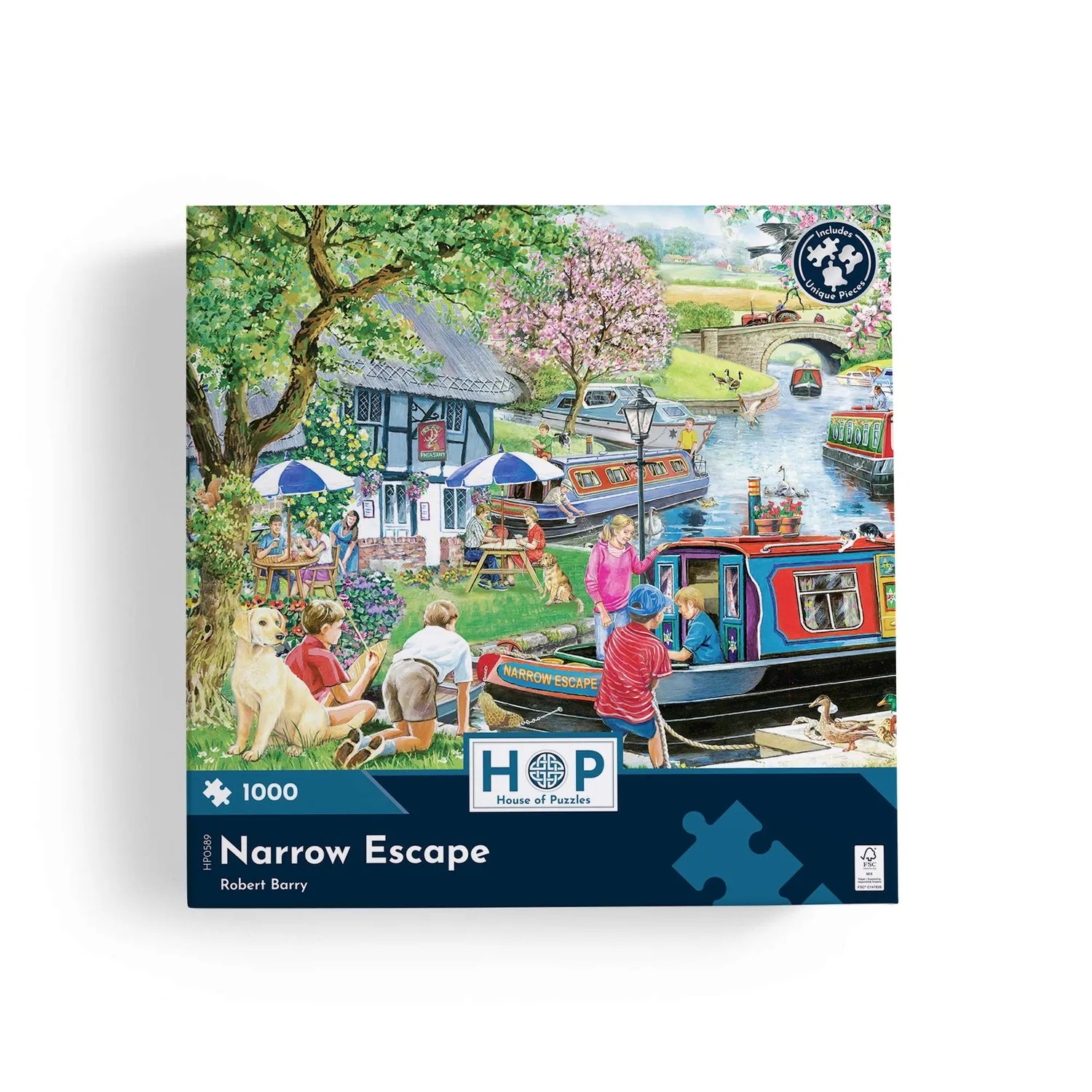 House of Puzzles Narrow Escape puslespil 1000 brikker kanalbåd
