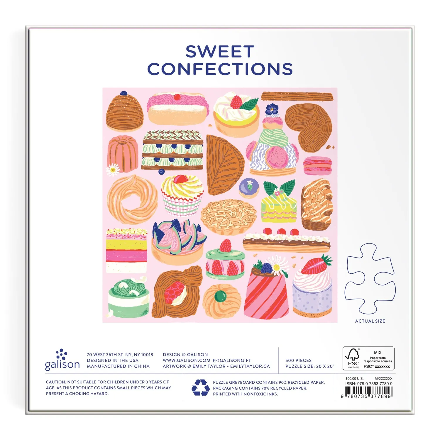 Galison Sweet Confections puslespil 500 brikker kager