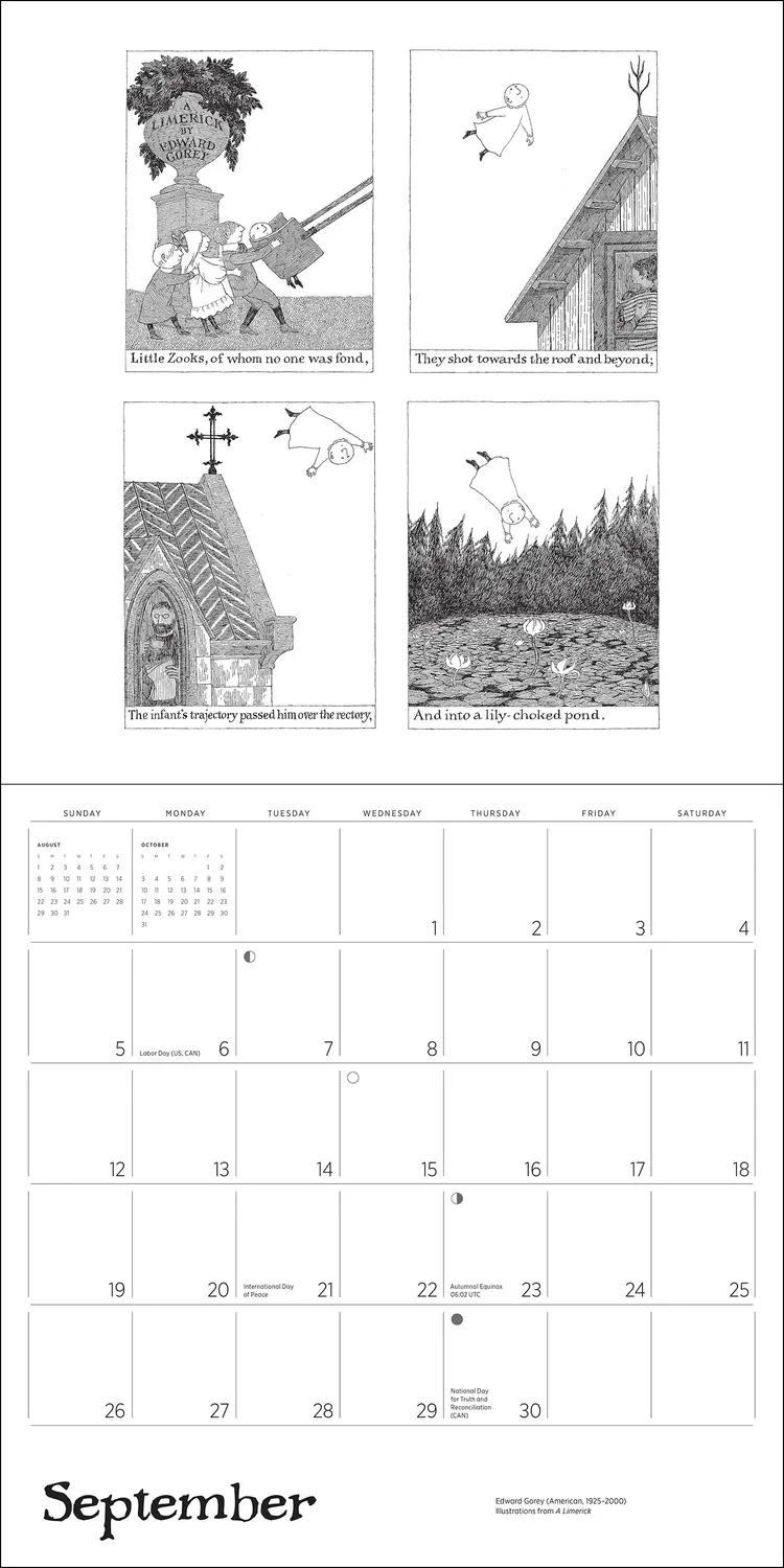 Pomegranate Edward Gorey 2027 vægkalender humor