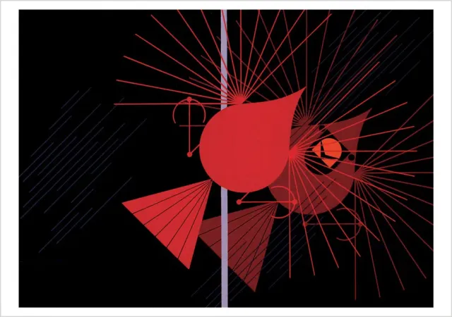 Pomegranate Charley Harper Seeing Red kort fugle