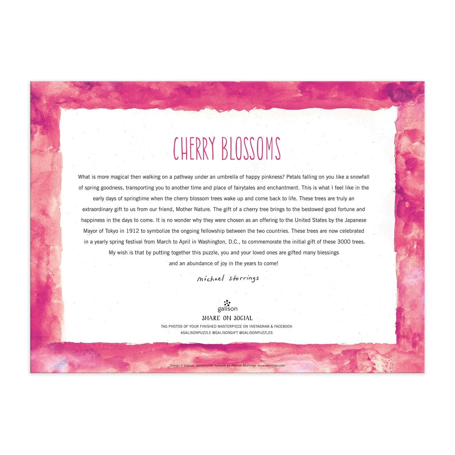 Galison Michael Storrings Cherry Blossoms puslespil 1000 brikker