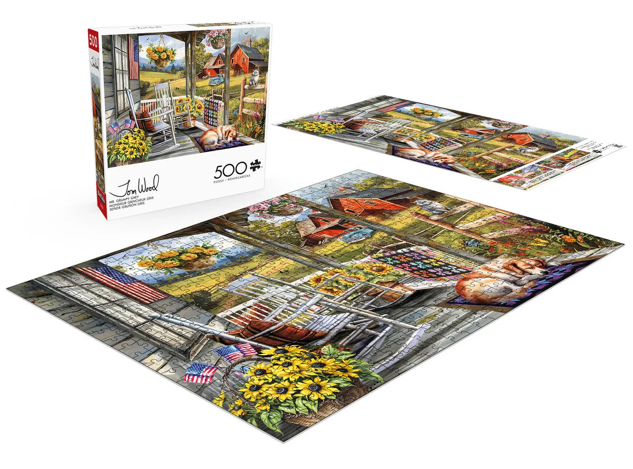 Buffalo Games Mr. Grumpy Grey puslespil 500 brikker kat