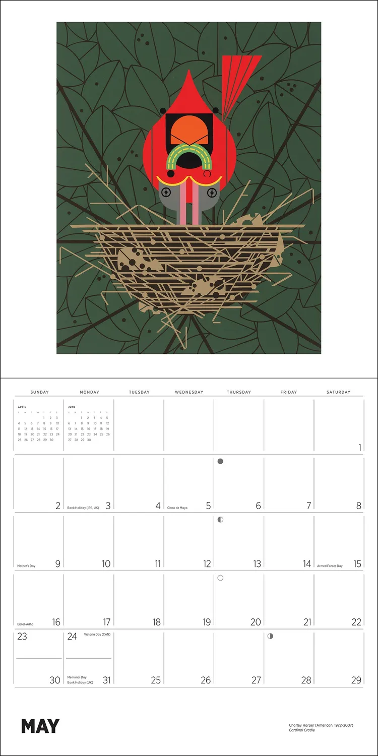 Pomegranate Charley Harper 2027 vægkalender fugle