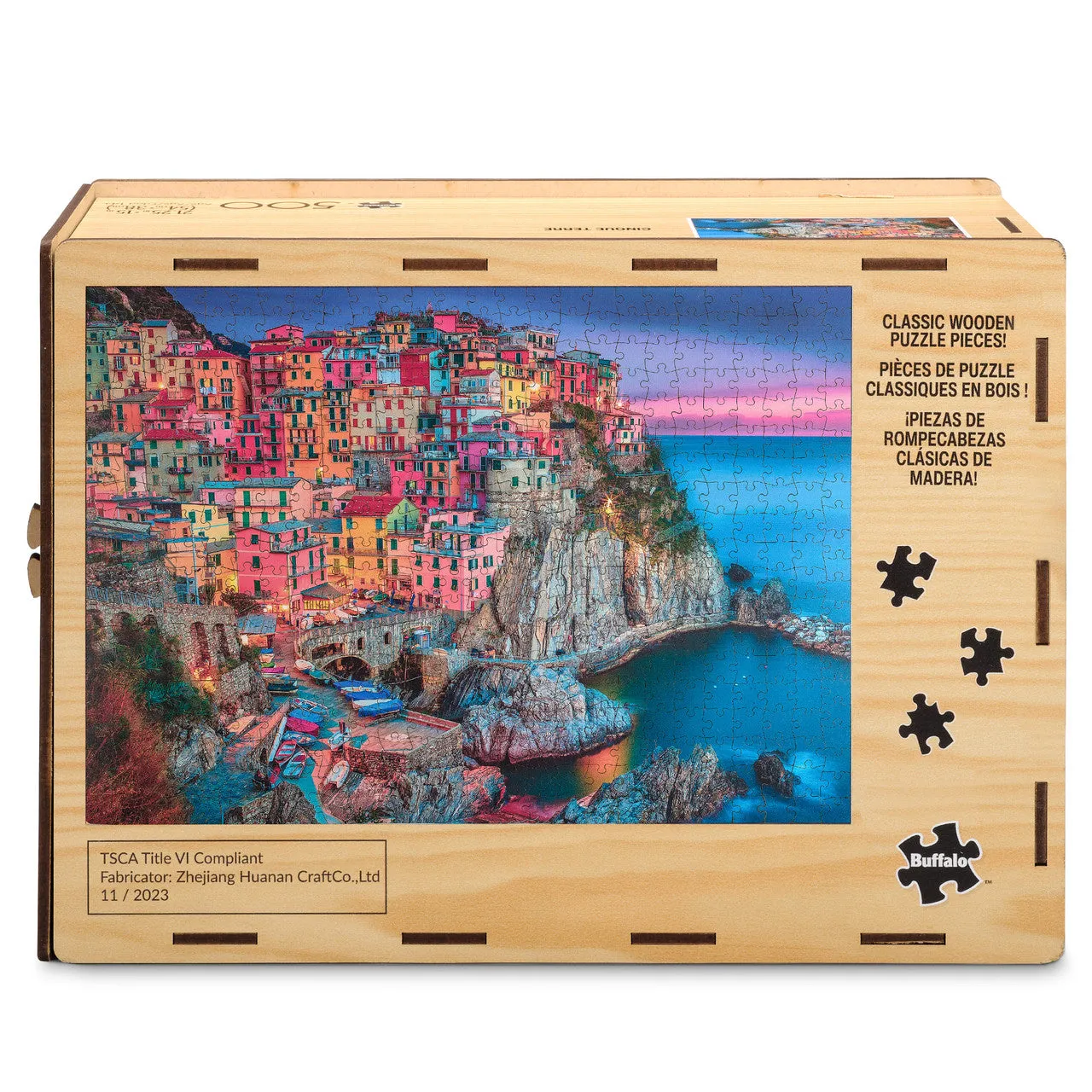 Buffalo Games Cinque Terre træpuslespil 500 brikker kystmotiv