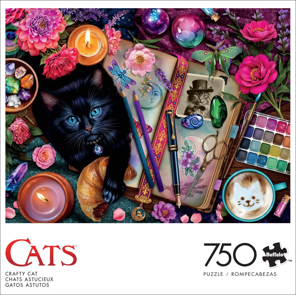 Buffalo Games Crafty Cat 750 brikker puslespil sort kat