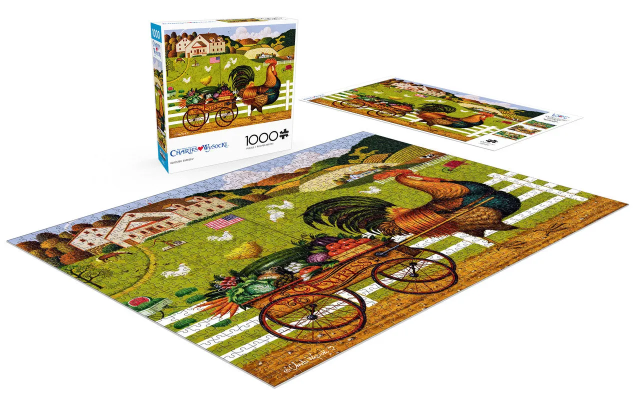 Buffalo Games Wysocki Rooster Express puslespil 1000 brikker gård