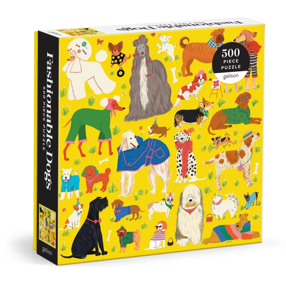 Galison Fashionable Dogs puslespil 500 brikker hunderacer