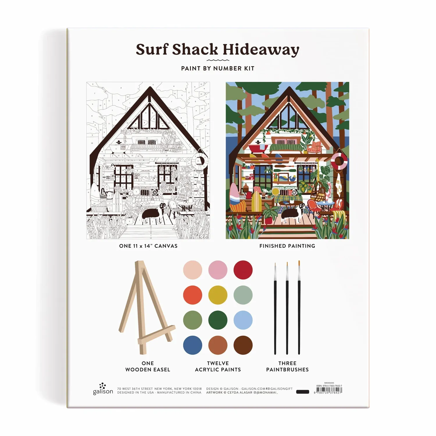 Galison Ceyda Alasar Surf Shack mal efter tal sæt 28x36