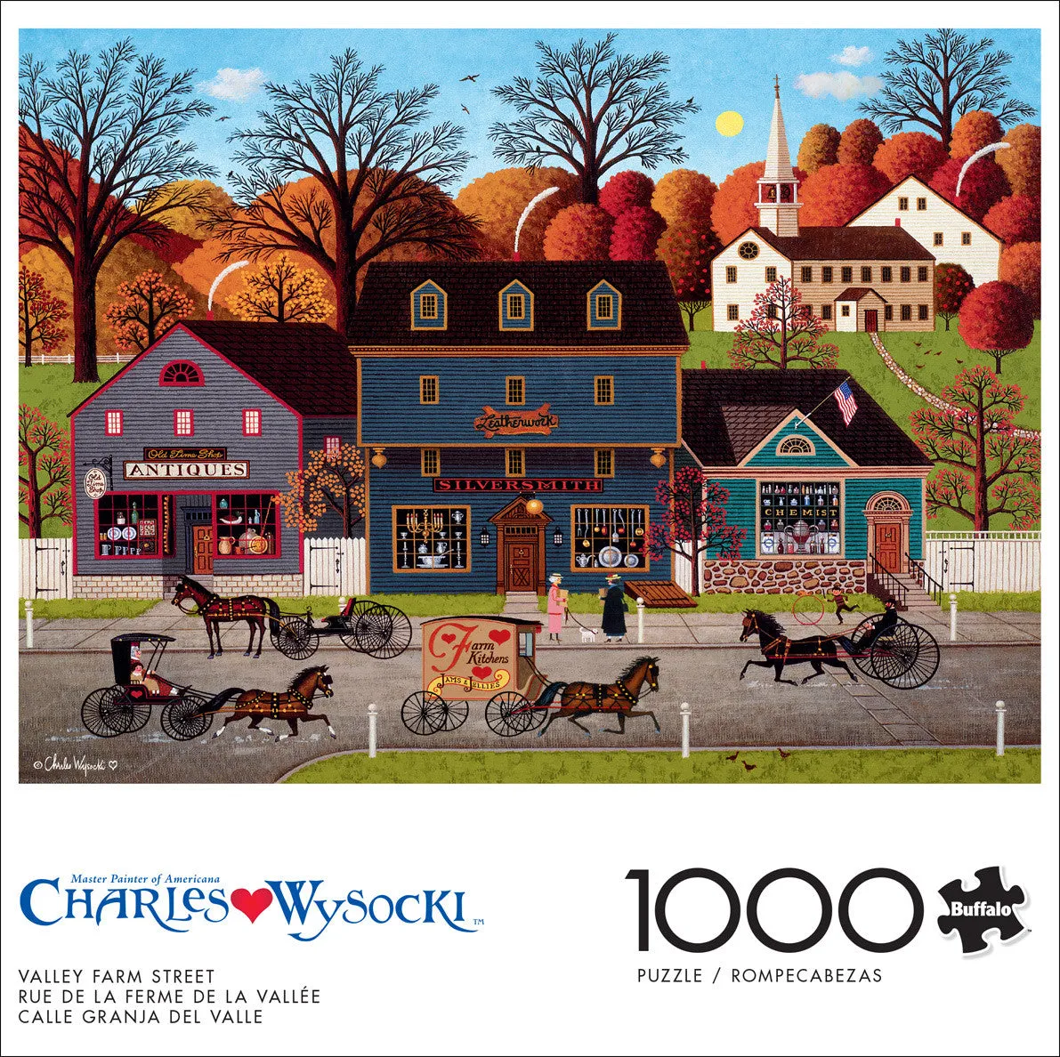 Good Puzzle Co. Valley Farm Street puslespil 1000 brikker byliv