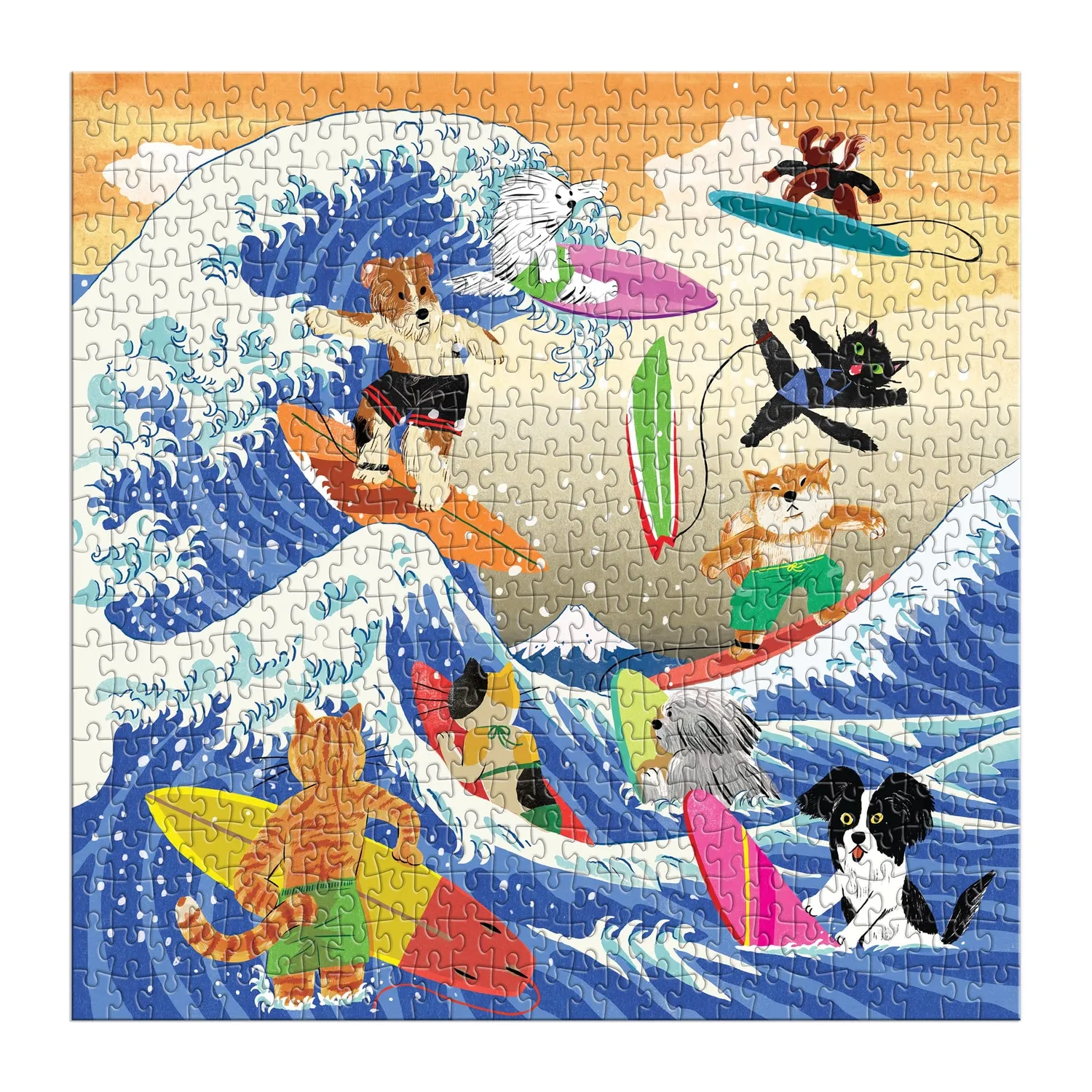 Galison The Great Surf 500 puslespil med surfende dyr