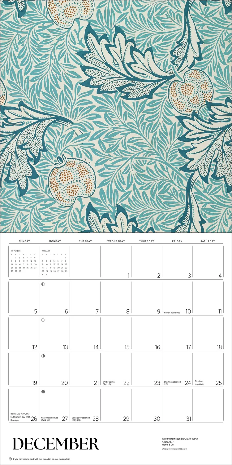 Pomegranate William Morris vægkalender 2027 blomster