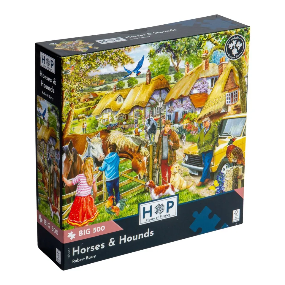 House of Puzzle BIG 500 Horses & Hounds puslespil 500 brikker store