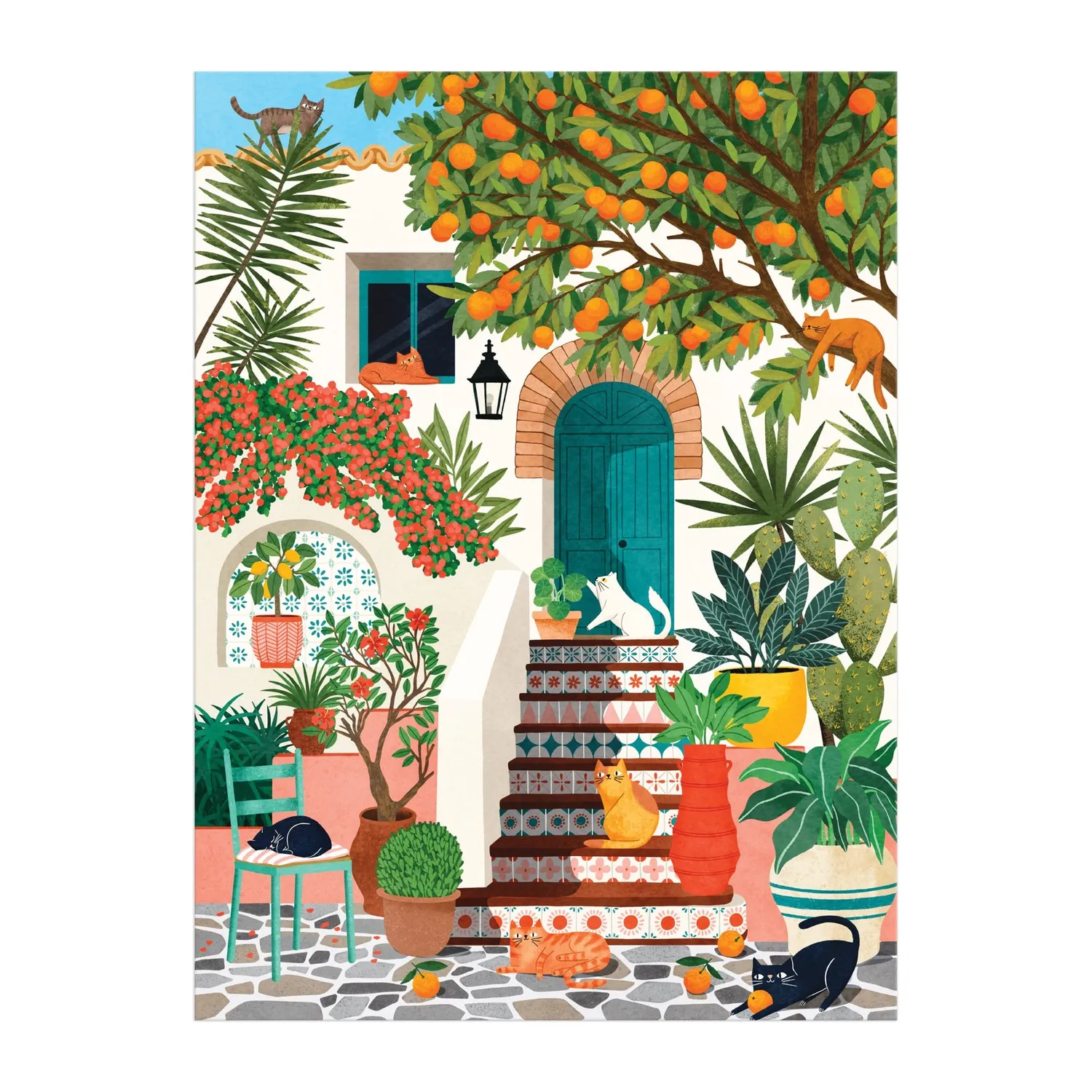 Galison Mediterranean Cats puslespil 1000 brikker kystmotiv