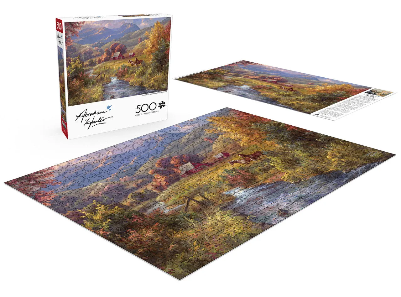 Buffalo Games Abraham Hunter Autumn Ripples puslespil 500 brikker heste