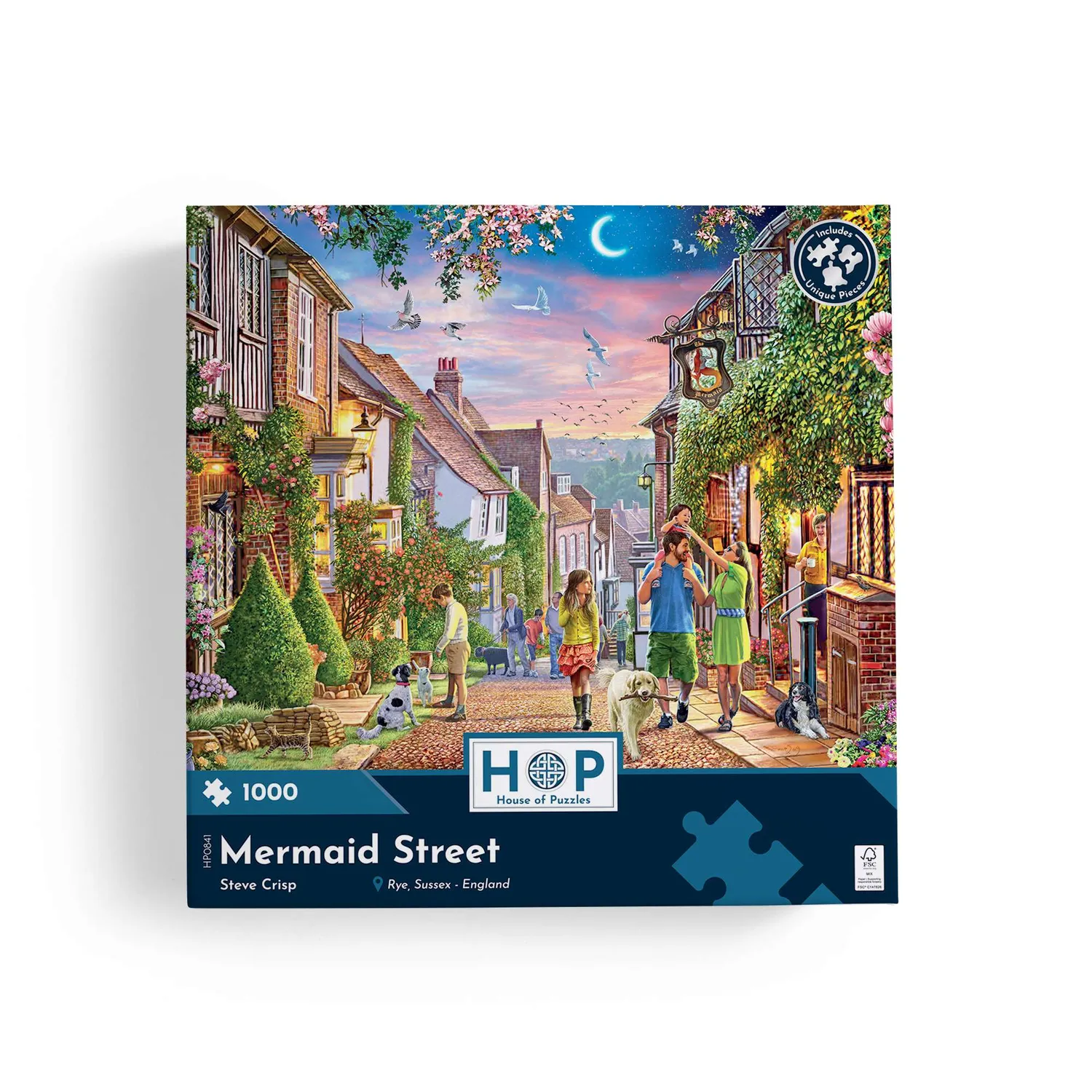 House of Puzzles Mermaid Street puslespil 1000 brikker aften