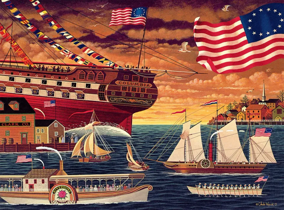Buffalo Games Charles Wysocki Patriotic Harborview puslespil 1000 brikker havn