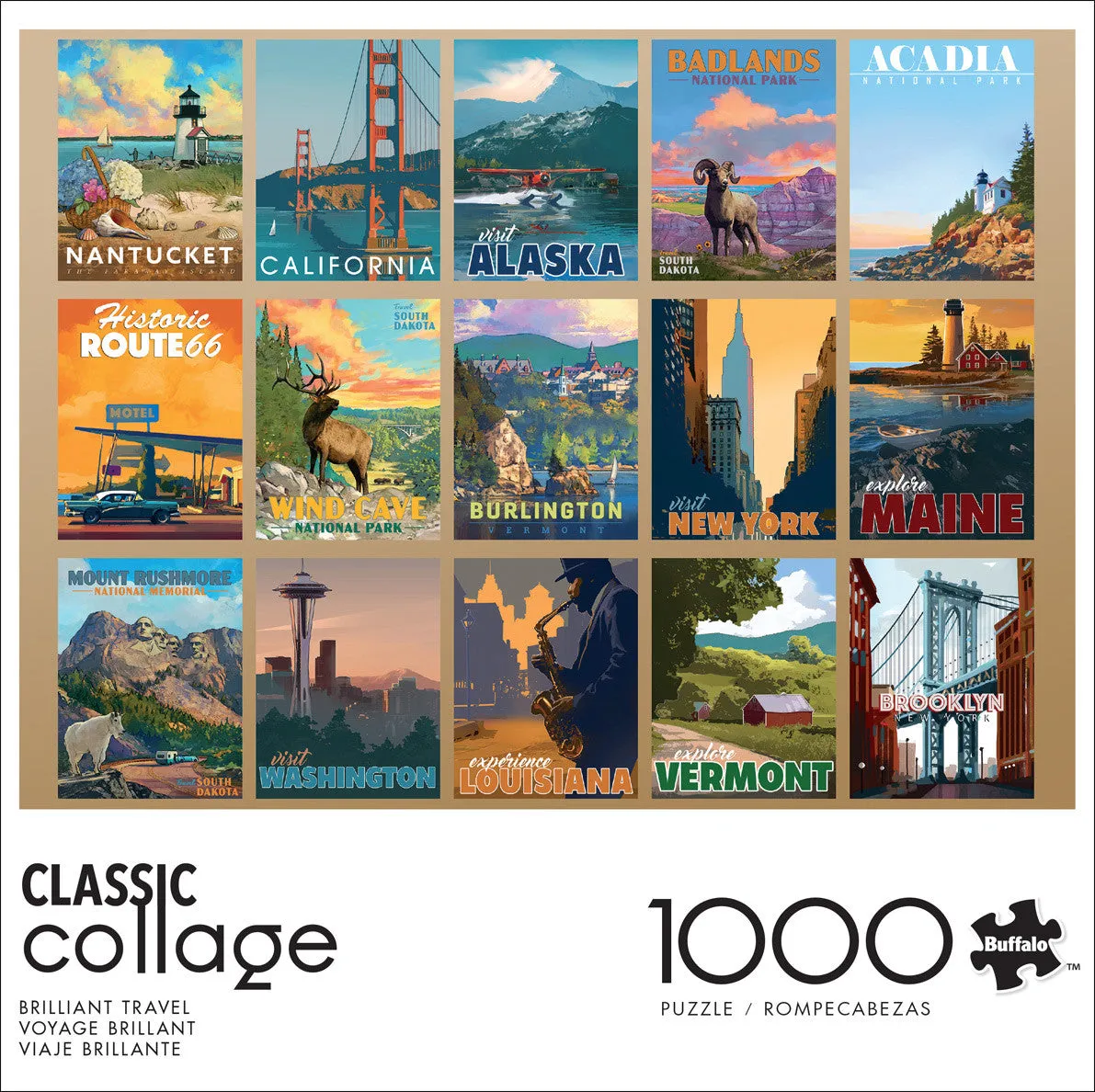 Buffalo Games Collage Brilliant Travel puslespil 1000 brikker rejse