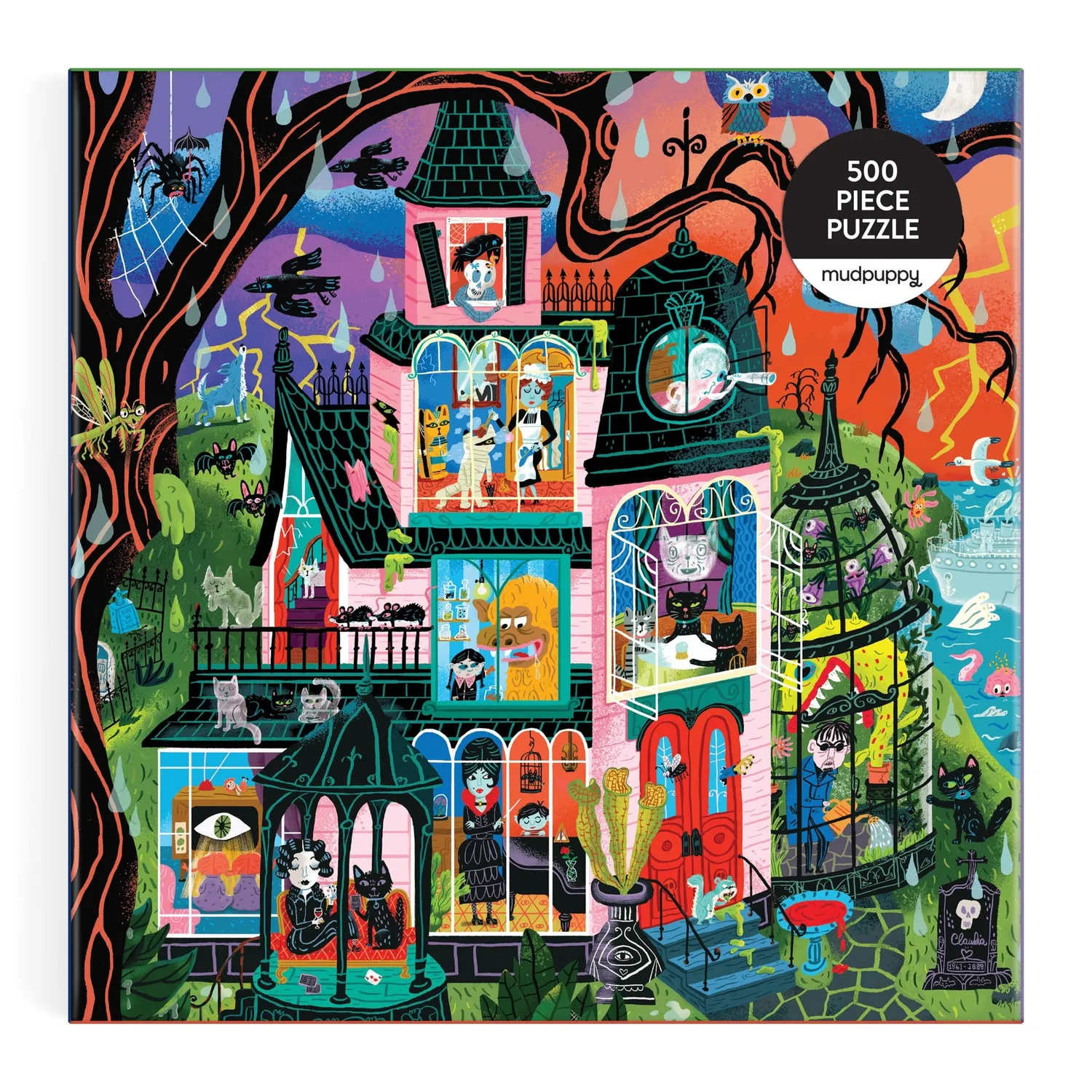 Mudpuppy Monster Mansion puslespil 500 brikker halloween