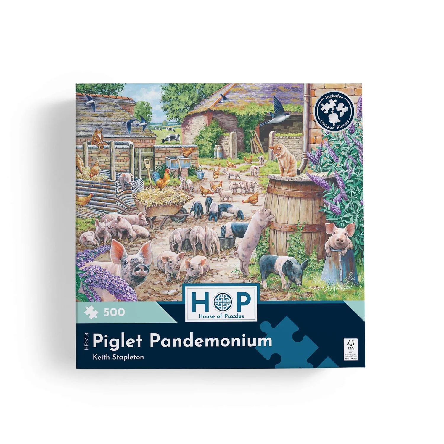 House of Puzzles Piglet Pandemonium 500 puslespil 500 brikker gård