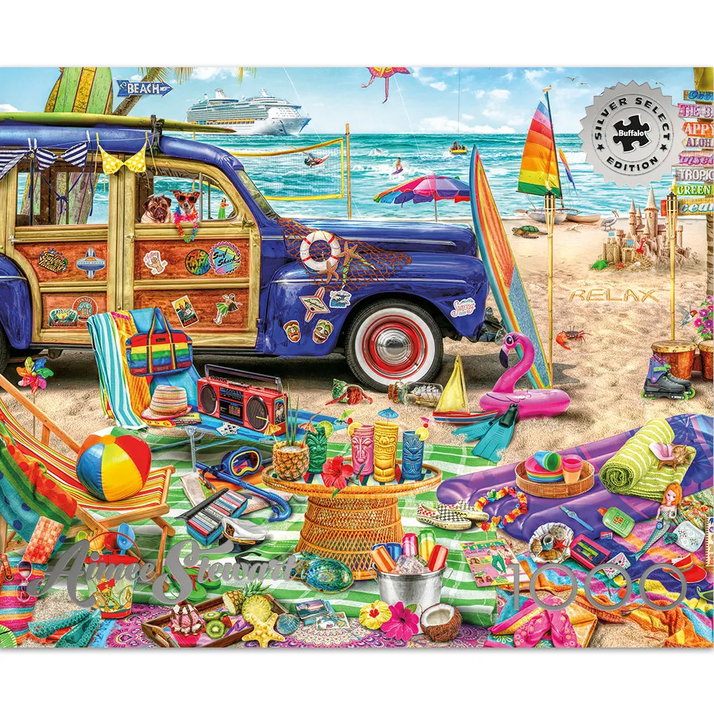 Buffalo Games Silver Select Beach Vacation puslespil 1000 retro