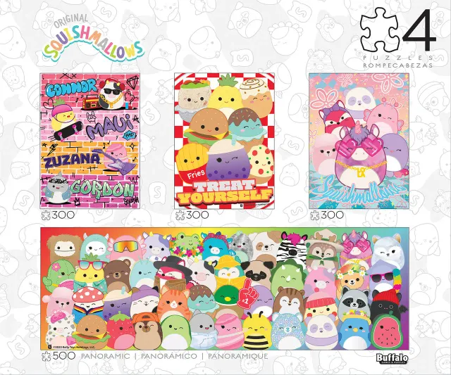Buffalo Squishmallow Party puslespil 4-pak 300+500