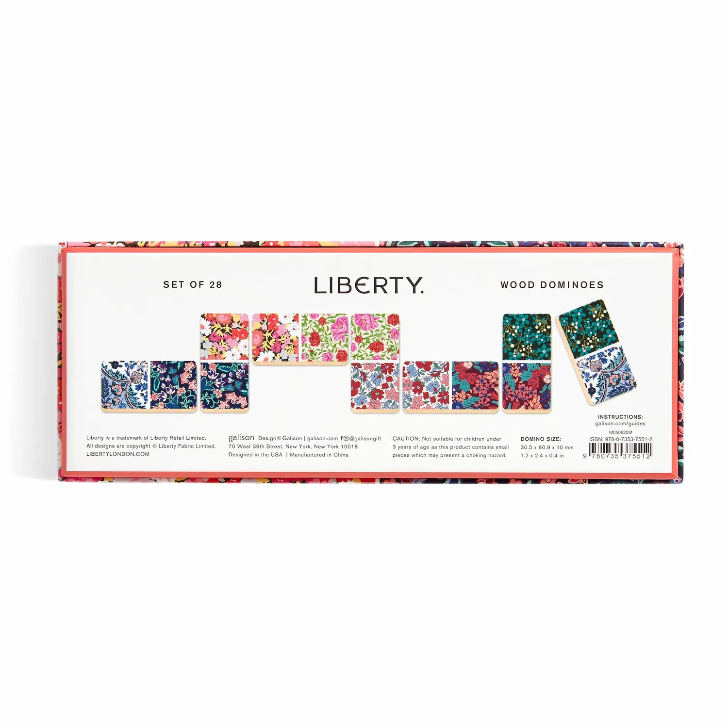 Liberty Floral dominospil træ 28 brikker blomster