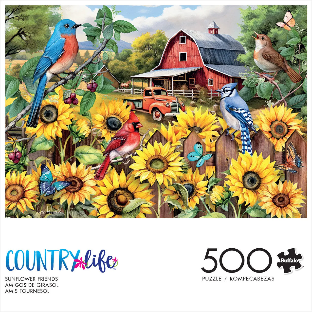 Buffalo Games Country Life Sunflower Friends puslespil 500 brikker solsikke